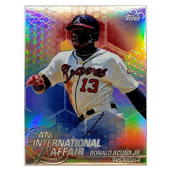 RONALD ACUNA JR ROOKIE REFRACTOR 2018 TOPPS CHROME UPDATE #IA-RA, ATLANTA BRAVES - Picture 3 of 3